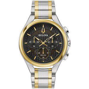 Bulova Mens Chronograph CURV Collection Silver Stainless Steel Watch 44MM 98A301